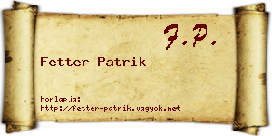 Fetter Patrik névjegykártya